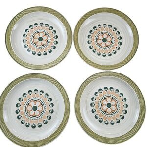 Atura Stone by Haruta 8413 vintage mod flower pattern dinner‎ plates, set of 4